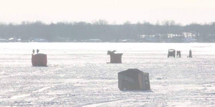 Walking on ice a challenge for anglers